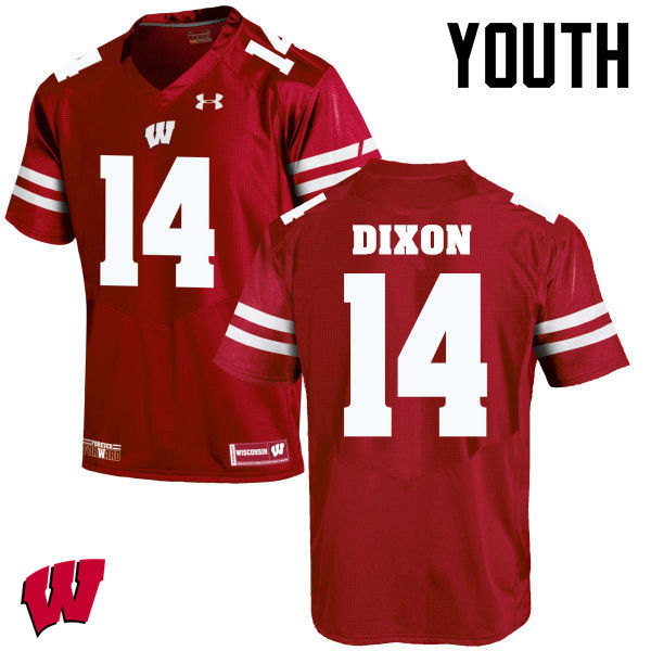 Wisconsin Badgers Youth #14 D'Cota Dixon NCAA Under Armour Authentic Red College Stitched Football Jersey YT40O03YT